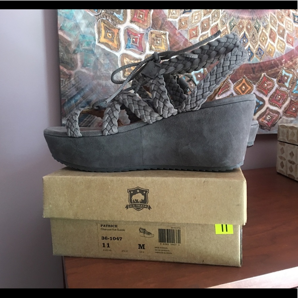 H. S  Trask Charcoal Suede Platform Sandals